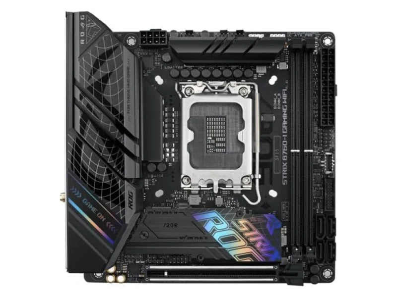 ASUS ROG STRIX B760-I GAMING WIFI Mini-ITX Motherboard – Intel B760 LGA1700, DDR5 up to 7600 MT/s, PCIe 5.0 x16, Dual M.2 PCIe 4.0, Wi-Fi 6E & Bluetooth 5.3, 2.5G LAN, USB 3.2 Gen2x2 Type-C, SupremeFX S1220A Audio, HDMI & DisplayPort - Featured Image