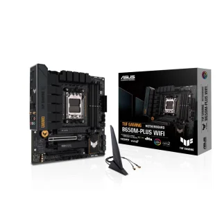 ASUS TUF GAMING B650M-PLUS WIFI Micro-ATX Motherboard – AMD B650 AM5, DDR5 up to 6400+ MT/s, 4x DIMM, PCIe 4.0 x16 & PCIe 4.0, 2x M.2 NVMe (PCIe 5.0/4.0), Realtek 2.5Gb LAN, Wi-Fi 6 (802.11ax) + Bluetooth 5.2, USB 3.2 Gen2x2 Type-C, HDMI 2.1 & DisplayPort, Realtek 7.1-Ch Audio, TUF Heatsinks & Q-Design