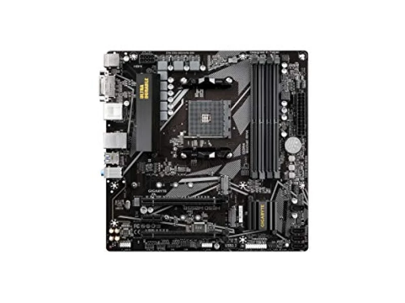 Gigabyte B550M DS3H Micro-ATX Motherboard – AMD B550 Chipset, AM4 Socket for Ryzen 3000/4000/5000 CPUs, DDR4 up to 4733 MHz, Dual M.2 (PCIe 4.0/PCIe 3.0), 4x SATA 6 Gb/s, Realtek Gigabit LAN, PCIe 4.0 x16, HDMI & DVI-D, USB 3.2 Gen1 & USB 2.0 Ports, Ultra Durable Design - Featured Image