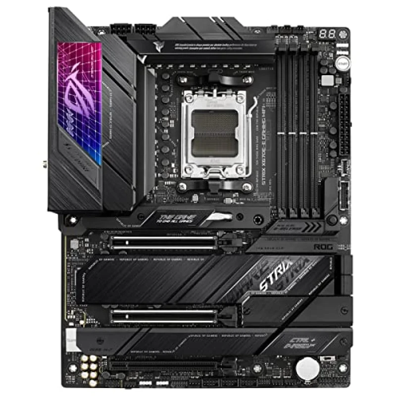 ASUS ROG STRIX X670E-E GAMING WIFI ATX Motherboard – AMD X670E Chipset, AM5 Socket for Ryzen 7000/8000 Series, DDR5 Memory Support, 4x PCIe 5.0/4.0 M.2 Slots, Dual PCIe 5.0 x16, Wi-Fi 6E & Intel 2.5 Gb Ethernet, USB 3.2 Gen 2x2 Type-C, SupremeFX Audio, Aura Sync RGB - Featured Image