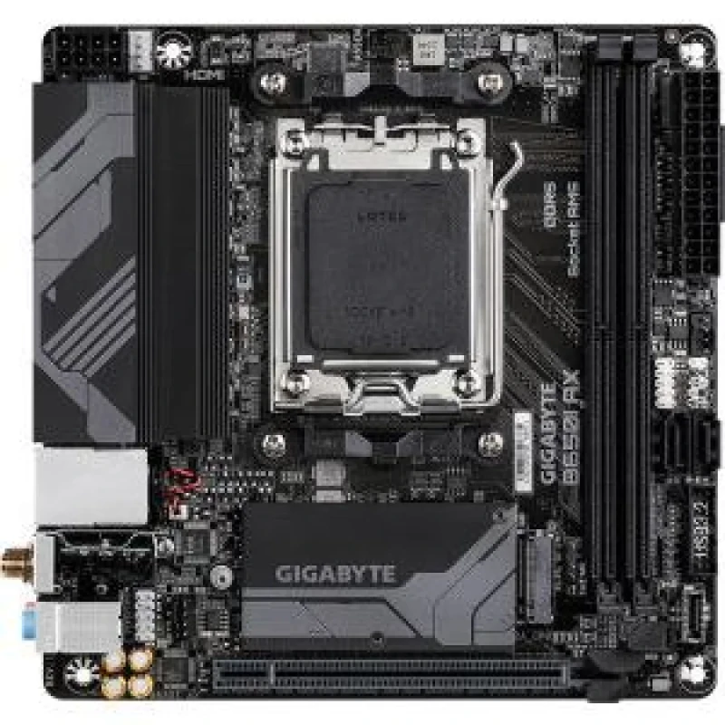 Gigabyte B650I AX Mini-ITX Motherboard – AMD B650 Chipset, AM5 Socket for Ryzen 7000/8000/9000 Series, DDR5 Dual-Channel Memory, Wi-Fi 6E & Bluetooth, 2.5 GbE LAN, PCIe 4.0 x16, 1x M.2 PCIe 4.0, HDMI & DisplayPort, USB 3.2 Gen 2 Type-C & USB 3.2 Gen 1, Realtek ALC897 7.1 Audio - Featured Image