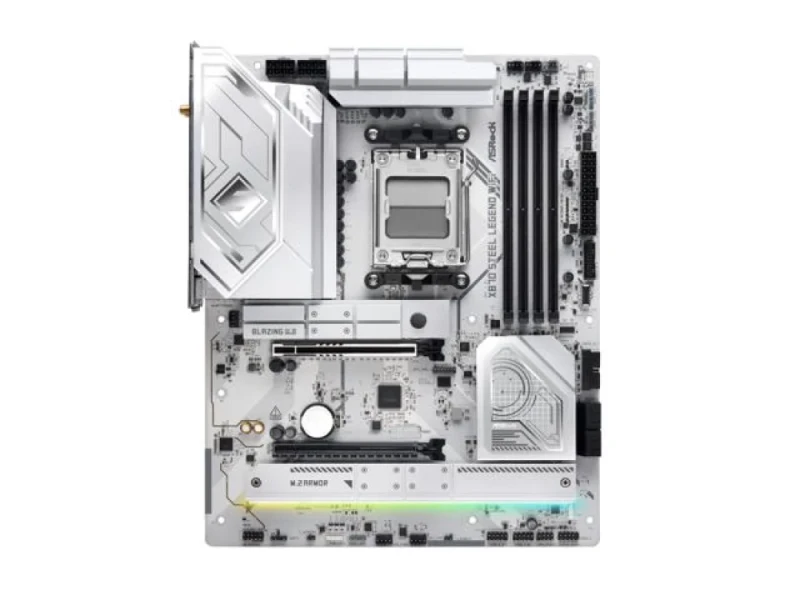 ASRock X870 Steel Legend WiFi AMD X870 ATX Motherboard – Socket AM5 for Ryzen 9000/8000/7000 CPUs, DDR5 Dual-Channel up to 8000+ MT/s, 1x PCIe 5.0 & 1x PCIe 4.0 x16, 3x M.2 Slots (Gen5/Gen4), 4x SATA 6 Gb/s, USB4 & USB-C, 2.5 Gb LAN & Wi-Fi 7, Realtek ALC4082 7.1 Audio & Flexible I/O Shield – High-Performance Gaming/DIY Board - Featured Image