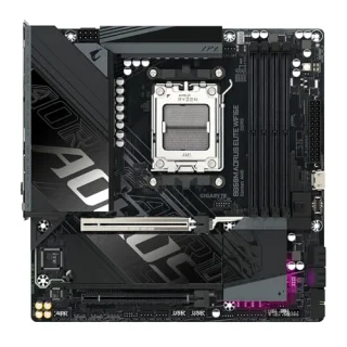 GIGABYTE B850M AORUS ELITE WIFI6E Micro-ATX Motherboard – AMD B850 AM5, 12+2+2 Digital VRM, DDR5 Up to 8200 MHz (OC), 2x M.2 (PCIe 5.0 & 4.0), PCIe 5.0 x16, Realtek 2.5GbE LAN, Wi-Fi 6E & Bluetooth 5.3, USB 3.2 Gen2/Gen2x2, 7.1 Audio, AM5 Desktop Board – high-speed mATX board for Ryzen 9000 series systems optimized for gaming and productivity.