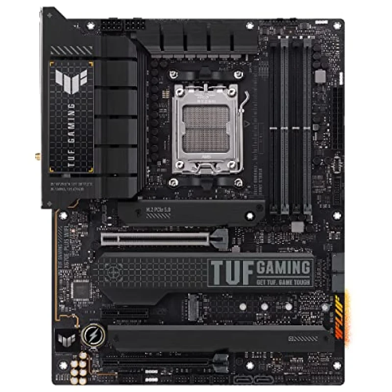 ASUS TUF GAMING X670E-PLUS WIFI AMD X670E ATX Motherboard – AM5 Socket for Ryzen 7000/8000/9000 Series, DDR5 4800–6400+ (OC) up to 128 GB, PCIe 5.0 x16 & PCIe 4.0 Expansion, Wi-Fi 6E + Realtek 2.5 Gb LAN, 4xM.2 & SATA Storage, USB 3.2 Gen2x2 Type-C, AI Noise Cancelation & Comprehensive Cooling - Featured Image