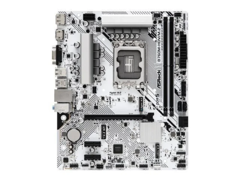 ASRock B760M-HDV/M.2 Micro-ATX Motherboard – Intel B760 Chipset, LGA1700 for 12th/13th/14th Gen CPUs, Dual DDR5 up to 7200+(OC), 2.5G LAN, Realtek ALC897 Audio, 1x PCIe 4.0 x16, 2x PCIe 3.0 x1, 2x M.2 Slots (Gen4 & Gen3), HDMI/DisplayPort/D-Sub, USB-C & Multiple USB 3.2 Ports - Featured Image
