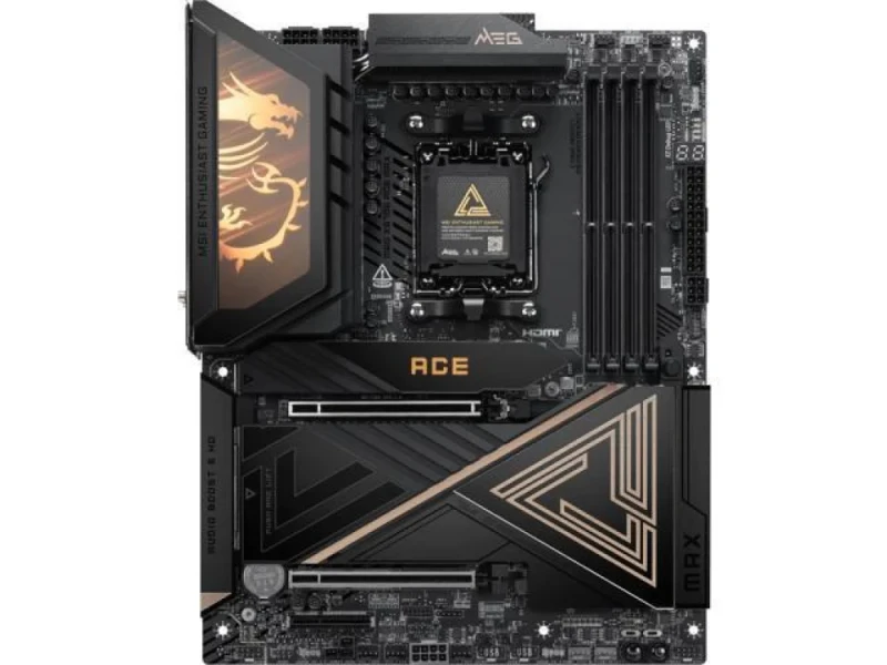 MSI MEG X870E ACE MAX ATX AMD X870E Motherboard – AM5 Socket for Ryzen™ 9000/8000/7000 CPUs, 4x DDR5 UDIMM (up to 256 GB & OC), PCIe 5.0 x16/8/4 & 3-5x M.2, 10G + 5G LAN, Wi-Fi 7 & Bluetooth 5.4, USB4® & USB-C High-Speed I/O, Premium Frozr Cooling & OC Engine for Enthusiast Gaming/AI PC - Featured Image