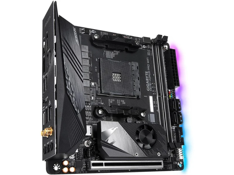 GIGABYTE X570 I AORUS PRO WIFI AMD X570 Mini-ITX Motherboard – AM4 Socket for Ryzen 3000/5000 Series, DDR4 Dual Channel, Dual PCIe 4.0 M.2 & SATA3, Intel Wi-Fi 6 (802.11ax) & Bluetooth 5.0, Intel Gigabit LAN, USB 3.2 Gen2 Type-C & USB 3.0, HDMI & DisplayPort - Featured Image