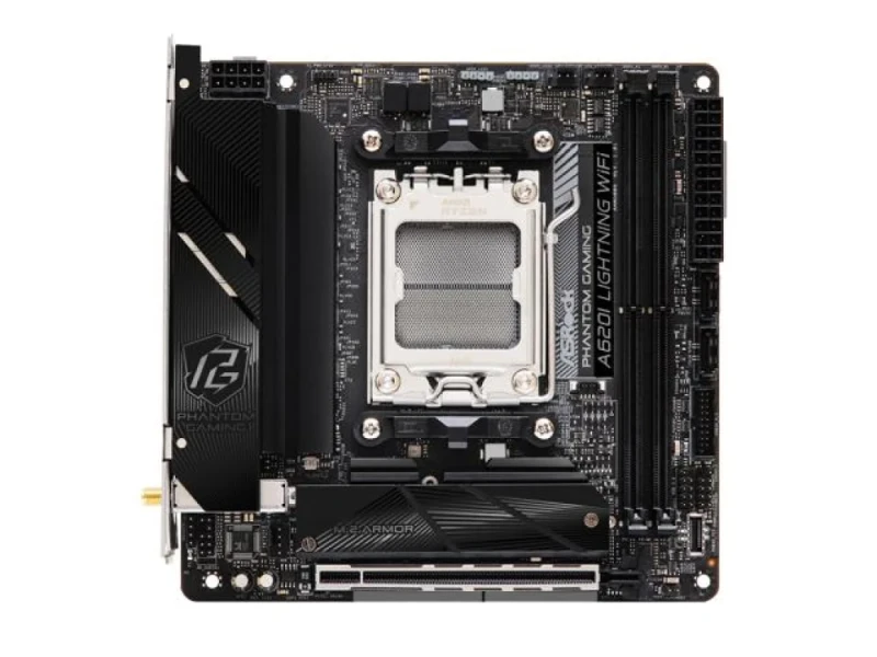 ASRock A620I LIGHTNING WiFi AMD AM5 Mini-ITX Motherboard – AMD A620 Chipset, Socket AM5 for Ryzen 7000/8000/9000 Series, Dual DDR5 4800–7200+ (2 DIMM), PCIe 4.0 x16, Wi-Fi 6E & Bluetooth 5.2, 2.5G Ethernet, Dual M.2 & SATA III Storage, HDMI Output, Compact ITX PC Board - Featured Image