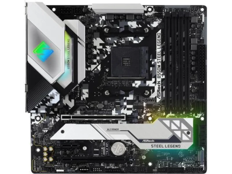 ASRock B550M Steel Legend AMD AM4 mATX Motherboard – AMD B550 Chipset, AM4 Socket, Dual-Channel DDR4 4733+(OC) Support up to 128 GB, PCIe 4.0 x16 & PCIe 3.0 x16, 2x M.2 + SATA III Storage, 2.5 Gb LAN, HDMI & DisplayPort, USB 3.2 Gen2 Type-C & A, Realtek ALC1200 Audio, CrossFire Support - Featured Image
