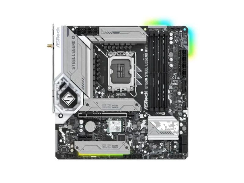 ASRock B760M Steel Legend WiFi Micro-ATX Motherboard – Intel B760 Chipset, LGA1700 Socket, DDR5 up to 7200+ (OC), 4x DIMM, 3x M.2 PCIe Gen4x4, 2.5Gb LAN, Wi-Fi 6E & Bluetooth 5.3, HDMI 2.1 & DisplayPort 1.4, Realtek ALC897 7.1 Audio – Durable Steel Legend Series - Featured Image
