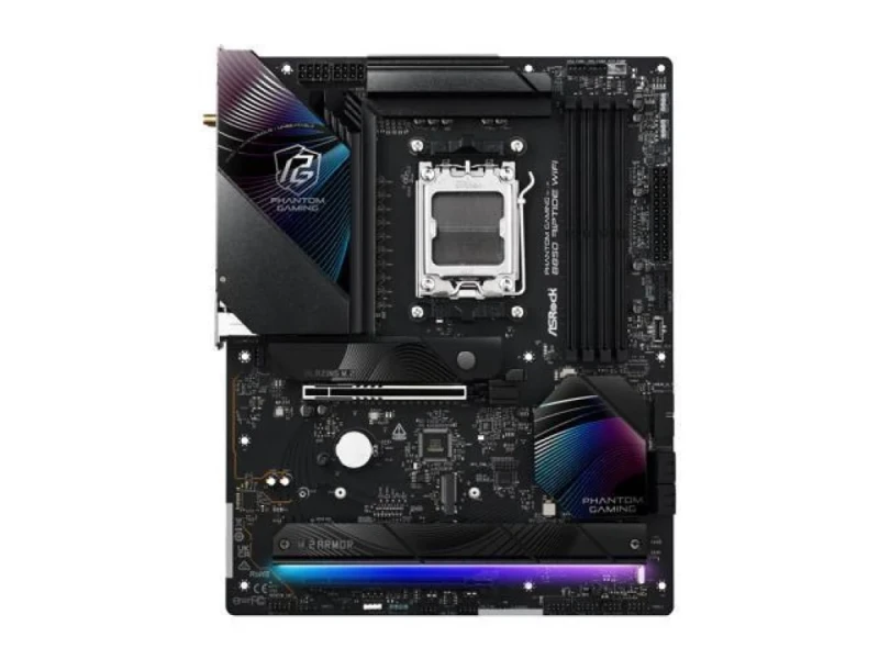 ASRock B850 Riptide WiFi ATX Motherboard – AMD B850 Chipset, AM5 Socket for Ryzen 7000/8000/9000, DDR5 up to 8000+ (OC), 4x DIMM, PCIe 5.0 x16 & PCIe 4.0 x16, 4x M.2 + SATA3, Killer 2.5Gb LAN, Wi-Fi 7 & Bluetooth 5.4, HDMI 2.1, USB 3.2 Gen2x2 Type-C & Multi USB Ports, Realtek ALC4082 Audio - Featured Image