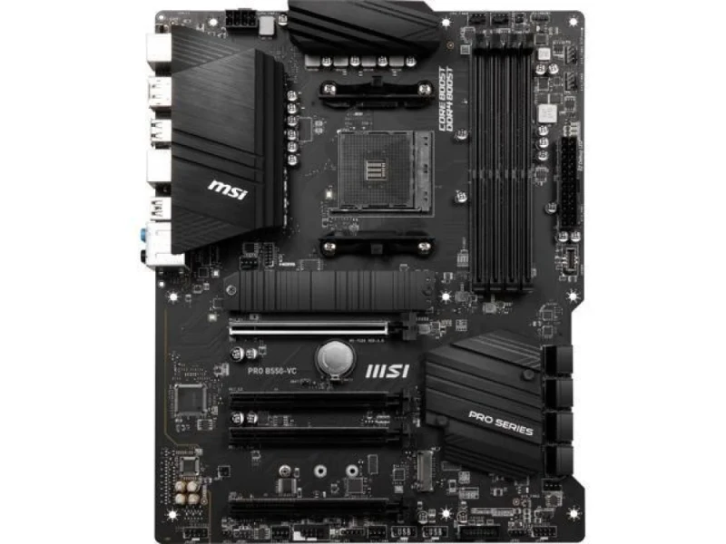 MSI PRO B550-VC ATX Motherboard – AMD B550 Chipset, Socket AM4, DDR4 up to 4400 MHz (OC), 4x DIMM Slots, PCIe 4.0 x16 & Multiple PCIe Expansion, Dual M.2 & SATA 6 Gb/s Storage, Realtek Gigabit LAN, USB 3.2 Gen2 Type-C & USB 3.2 Gen1, HDMI & DisplayPort, Flash BIOS Button – PRO Series - Featured Image