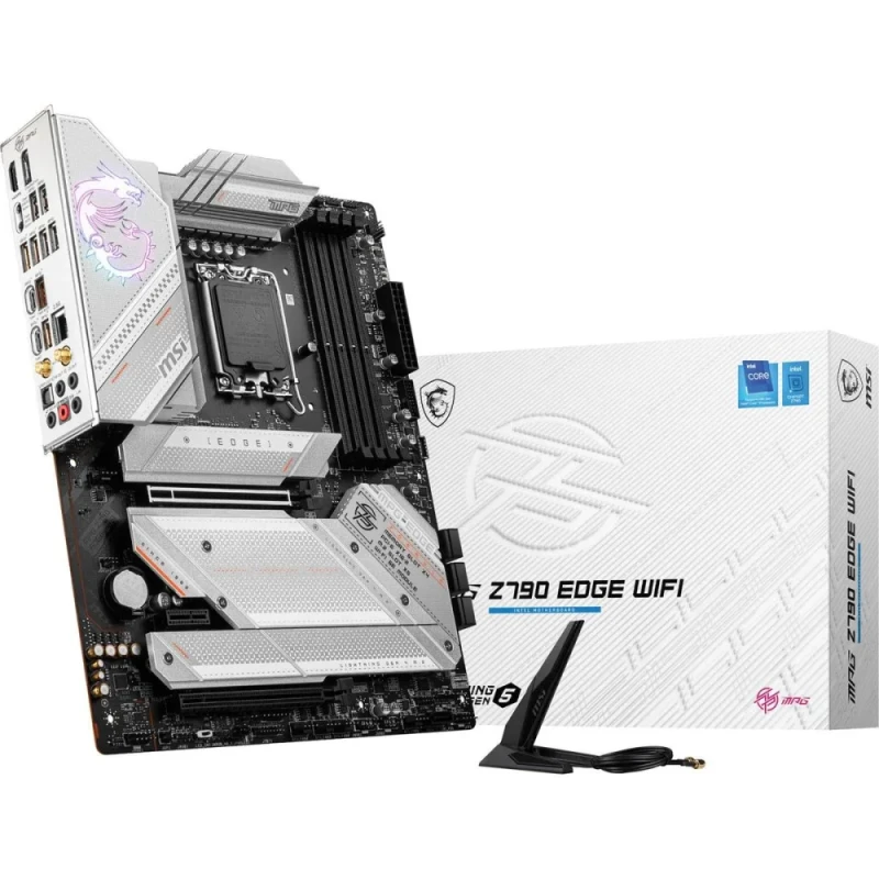MSI MPG Z790 EDGE WIFI ATX Motherboard – Intel Z790 Chipset, LGA1700 Socket, DDR5 up to 7200+ MHz, PCIe 5.0 x16 & 5x M.2 Slots, Intel Wi-Fi 6E & Bluetooth 5.3, 2.5G LAN, USB-C 20Gbps & Gen2x2, Steel Armor & Pre-Installed I/O Shield for Gaming/Content Creation - Featured Image