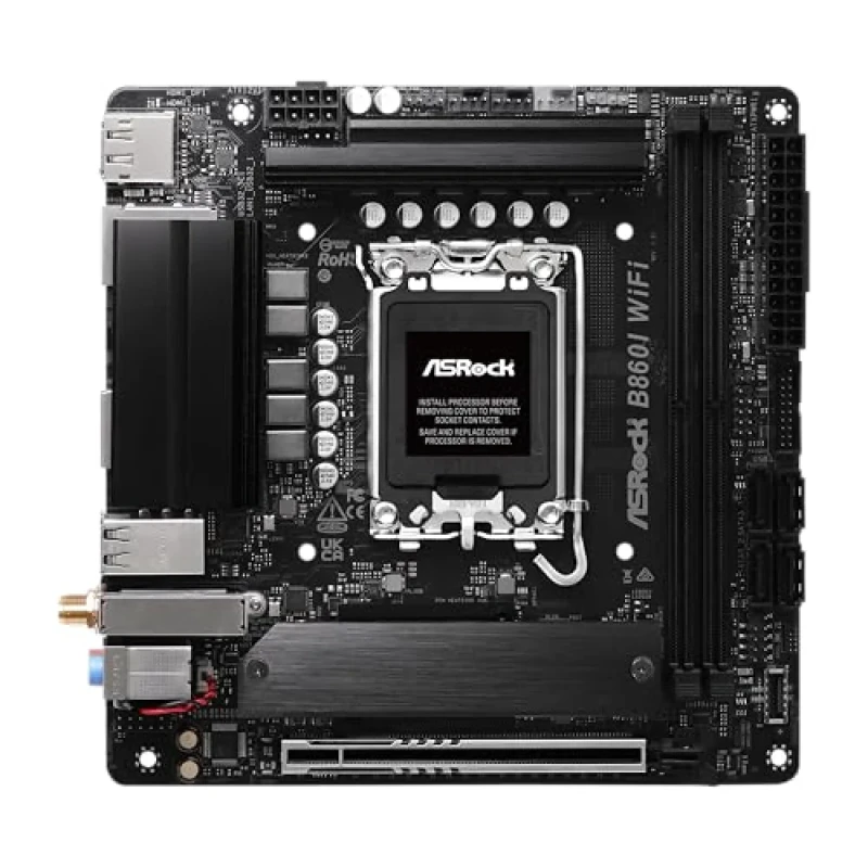 ASRock B860I WiFi Mini-ITX Motherboard – Intel B860 Chipset, LGA1851 Socket for Intel Core Ultra Series 2, Dual-Channel DDR5 up to 8933+ OC, PCIe 5.0 x16 & Dual M.2/SATA Storage, Wi-Fi 6E & Bluetooth 5.3, Dual 2.5G LAN, HDMI 2.1 & DisplayPort 1.4, USB 3.2 Gen2x2 Type-C, 7.1-Ch Audio for Compact Gaming/Workstation Builds - Featured Image