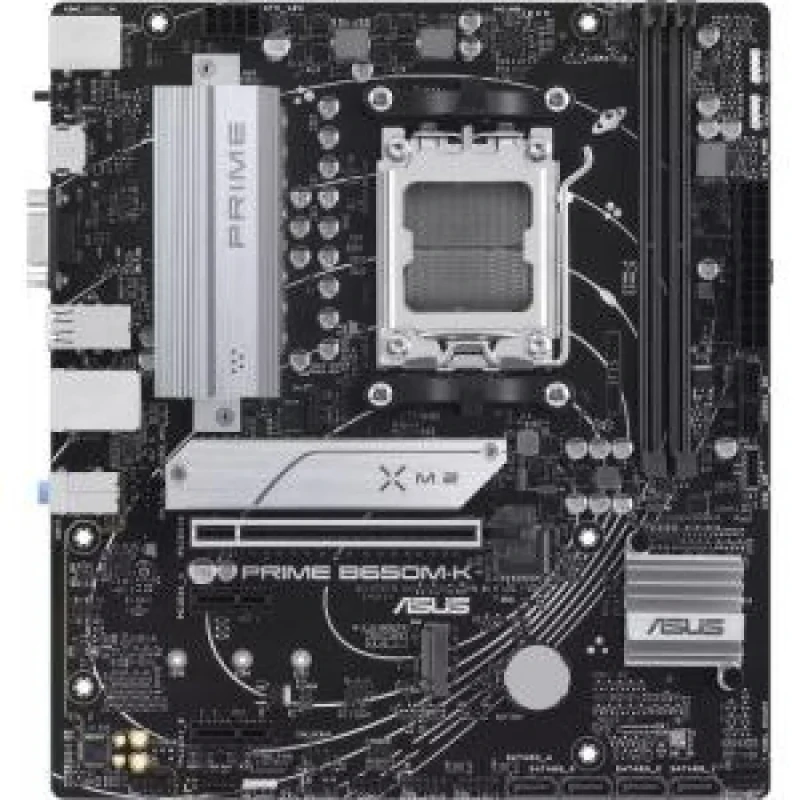 ASUS PRIME B650M-K AMD B650 micro-ATX Motherboard – AM5 Socket for Ryzen 7000/8000/9000 Series, DDR5 up to 6400 MHz, 2x DIMM, PCIe 4.0 x16 + PCIe 4.0 x1, 2x M.2 & 4x SATA III, 2.5 Gb Ethernet, HDMI + VGA, 4x USB 2.0, 2x USB 3.2 Gen 1, Realtek 7.1 Audio – Compact Performance PC Mainboard - Featured Image