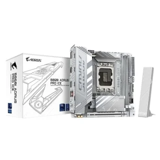 Gigabyte B860I AORUS PRO ICE Mini-ITX Motherboard – Intel B860 LGA 1851 Socket, Dual DDR5 DIMMs up to 9200 MT/s, 2x M.2 (PCIe 5.0 & PCIe 4.0), PCIe 5.0 x16, Wi-Fi 7 (802.11be) + Bluetooth 5.4, 2.5 GbE LAN, Thunderbolt 4 Type-C, HDMI & DP, Ultra Durable VRM & Thermal Armor – High-Performance Compact Board