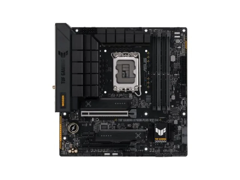 ASUS TUF GAMING B760M-PLUS WIFI D4 Micro-ATX Motherboard – Intel B760 Chipset, LGA1700 for 14th/13th/12th Gen Core, DDR4 up to 5333(OC), Wi-Fi 6 & Bluetooth 5.2, 2x M.2 PCIe 4.0, 4x SATA 6Gb/s, Realtek 2.5Gb LAN, USB 3.2 Gen 2x2 Type-C, HDMI & DisplayPort - Featured Image