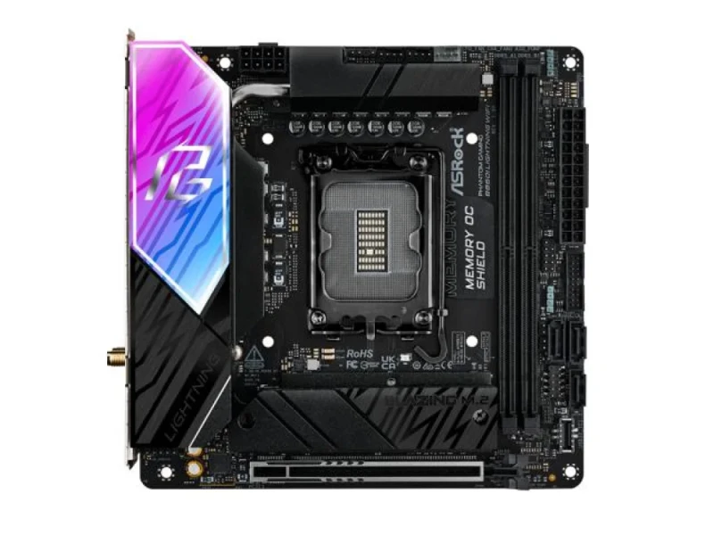 ASRock B860I Lightning WiFi Mini-ITX Motherboard – Intel B860 Chipset, LGA1851 for Intel Core & Core Ultra CPUs, DDR5 Dual-Channel up to 128 GB, Wi-Fi 6E & Bluetooth 5.3, 2.5 Gb LAN (Realtek RTL8125BG), 1x HDMI, Thunderbolt 4, 3x SATA3, 2x M.2, Realtek ALC1220 Audio - Featured Image