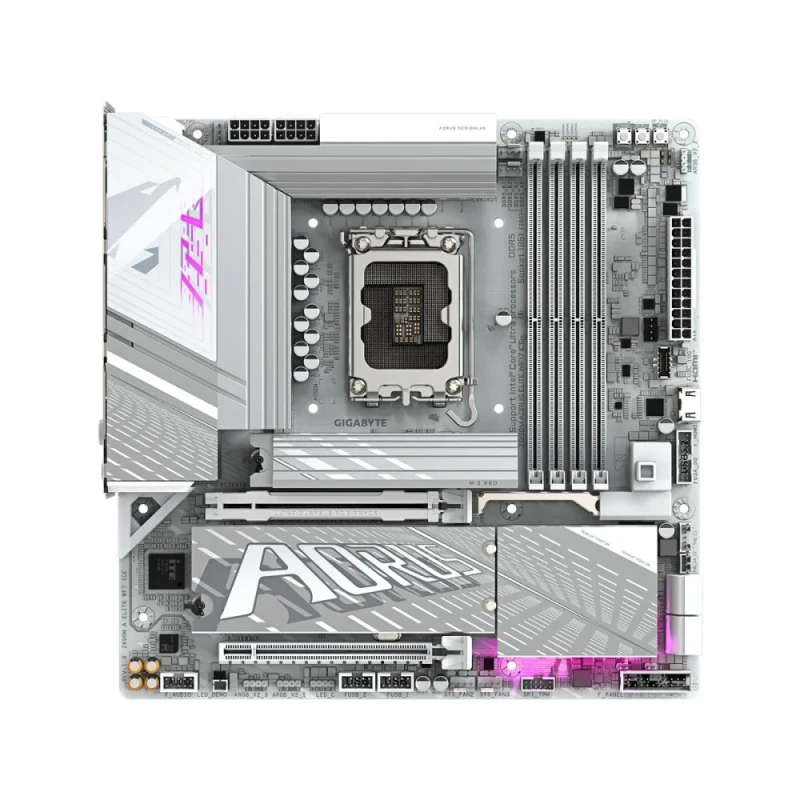 Gigabyte Z890M AORUS ELITE WIFI7 ICE Micro-ATX Motherboard – Intel Z890 LGA1851 for Intel Core Ultra Series, DDR5 up to 8800 MT/s (OC), Wi-Fi 7 & Bluetooth 5.4, 2.5 GbE LAN, 3x M.2 (PCIe 5.0/4.0), PCIe 5.0 x16, USB4 & USB 3.2 Gen2, RGB Fusion, White Micro-ATX Board - Featured Image
