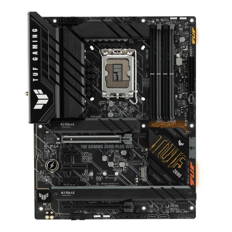 ASUS TUF GAMING Z690-PLUS WIFI ATX Motherboard – Intel Z690 LGA1700 Socket for 12th/13th/14th Gen Intel Core CPUs, DDR5 Dual-Channel up to 6000+ MT/s, PCIe 5.0 & 3.0 Slots, Wi-Fi 6E & Intel 2.5 Gb Ethernet, 4x M.2 Slots, USB 3.2 Gen 2x2 Type-C, HDMI 2.1 & DisplayPort, RGB Aura Sync – High-Performance Gaming/Creator Board - Featured Image