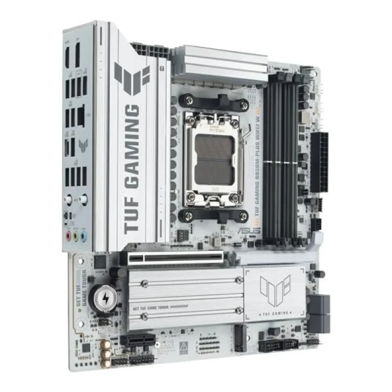 ASUS TUF GAMING B850M-PLUS WIFI7 W Micro-ATX Motherboard – AMD B850 AM5 Board with DDR5 up to 8000+ MT/s, 4x DIMM, PCIe 5.0 x16 & PCIe 4.0 Slots, 3x M.2 NVMe (PCIe 5.0/4.0), Tri-Band Wi-Fi 7 (802.11be) + 2.5 Gb LAN, HDMI 2.1 & DisplayPort, 4x SATA 6 Gb/s, USB 3.2 Gen2x2 Type-C for Gaming/Creator PC Builds - Featured Image
