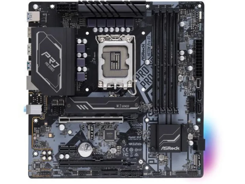 ASRock H670M Pro RS Micro-ATX Motherboard – Intel H670 Chipset, LGA1700 Socket, DDR4-5333+ (OC) Support, 4x DIMM, 2x M.2 Slots, PCIe 4.0 x16 & PCIe 3.0 x16, Gigabit LAN, Realtek ALC897 7.1 Audio, HDMI 2.1 & DisplayPort 1.4, USB 3.2 Gen2 & Gen1 - Featured Image