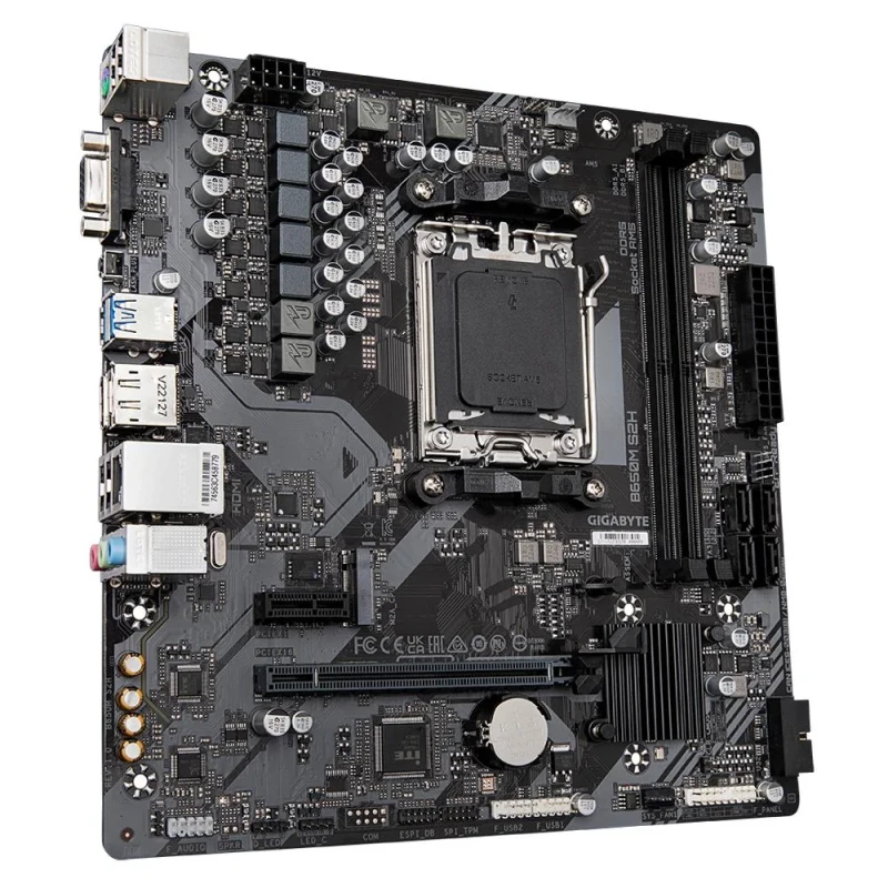 Gigabyte B650M S2H Micro-ATX AM5 Motherboard – AMD B650 Chipset, Dual-Channel DDR5 up to 6400 MHz, 2x DIMM, PCIe 4.0 x16, M.2 PCIe 4.0, GbE LAN, HDMI/DP/D-Sub Video, USB 3.2 Gen1 & USB 2.0 Ports, Realtek 7.1 Audio – Ideal for AMD Ryzen 7000/8000/9000 Builds - Featured Image