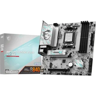 MSI B840M GAMING PLUS WIFI6E AM5 Micro-ATX Motherboard – AMD B840 Chipset, Socket AM5 Ryzen 9000/8000/7000 Support, 4x DDR5 8000+ (OC) Memory, Dual PCIe x16 (4.0/3.0), 2x M.2 Gen4 & 4x SATA Storage, Wi-Fi 6E & Bluetooth 5.3 Wireless, Realtek 2.5Gb LAN, HDMI 2.1, USB 10Gbps Type-A/C, Enhanced Cooling & Audio Boost for Gaming Builds