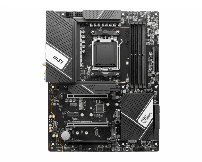 MSI PRO X670-P WIFI AM5 ATX Motherboard – AMD X670 Chipset, Socket AM5 Ryzen 9000/8000/7000 Support, 4x DDR5 (7800+ OC) Memory, 4x M.2 (1x PCIe 5.0 + 3x PCIe 4.0), 6x SATA 6Gb/s, Realtek ALC4080 Audio, 2.5Gb LAN & Wi-Fi 6E, HDMI 2.1 & DisplayPort, USB 20Gbps Type-C, Core Boost Power & Premium Thermal for Gaming & Productivity PCs - Featured Image