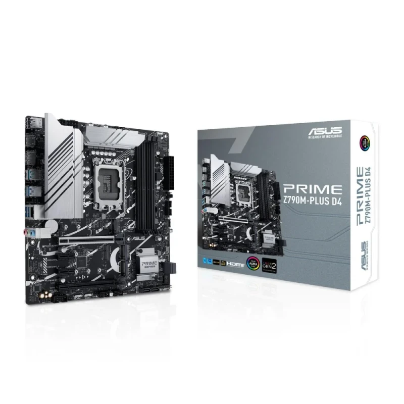 ASUS PRIME Z790M-PLUS D4 Micro-ATX Motherboard – Intel Z790 LGA1700 Board, DDR4 up to 5333+ MHz (OC), 3x M.2 & 4x SATA Storage, PCIe 5.0 x16 & PCIe 4.0 Slots, Gigabit LAN, USB 3.2 Gen2x2 Type-C, HDMI & DisplayPort, Realtek 7.1 Audio, DDR4 PC Build Mainboard - Featured Image