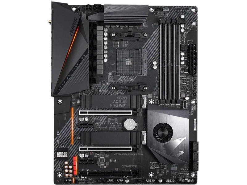 Gigabyte X570 AORUS PRO WIFI ATX Motherboard – AMD X570 AM4 Socket, DDR4 Dual Channel up to 4400 MHz, 4x DIMM, Dual PCIe 4.0 M.2, Intel Wi-Fi 6 & Bluetooth, Realtek ALC1220 Audio, Intel Gigabit LAN, 6x SATA III, Rear USB-C/USB 3.2 - Featured Image