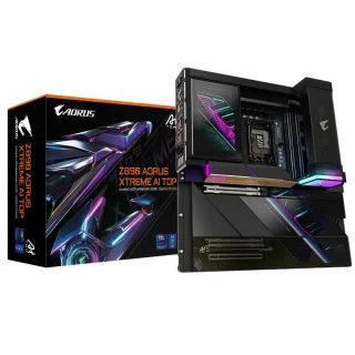 Gigabyte Z890 AORUS XTREME AI TOP E-ATX Motherboard – Intel Z890 LGA1851 Socket for Core Ultra Series, DDR5 up to 9500 MHz (4x DIMM, 256 GB), 2x PCIe 5.0 x16 & Extra PCIe, 4x M.2 PCIe Slots, Wi-Fi 7 (Intel BE200), Dual 10 Gb LAN (Marvell AQC113C), Thunderbolt 5, ESS Audio