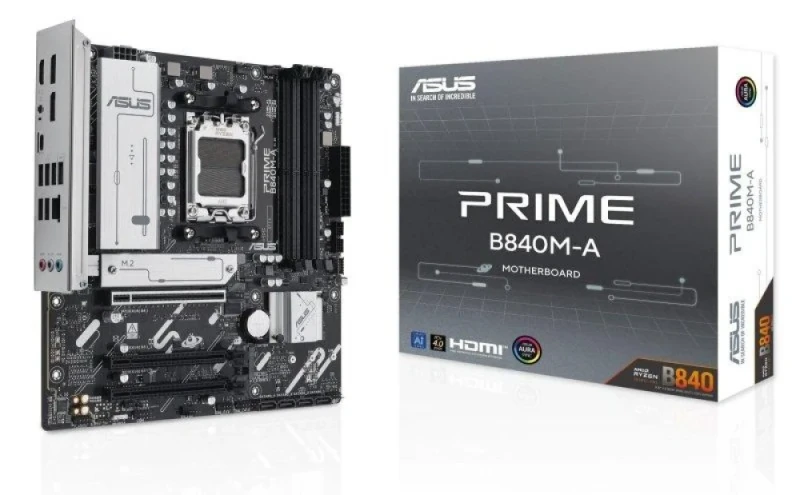 ASUS PRIME B840M-A-CSM Micro-ATX Motherboard – AMD B840 AM5 Socket for Ryzen 7000/8000/9000 Series, DDR5 Dual-Channel up to 7600+ MT/s (4x DIMM), 3x M.2 PCIe NVMe, Realtek 2.5Gb LAN, HDMI 2.1 & DisplayPort, USB 10Gbps/5Gbps Type-A/C, 7.1-Ch Audio, Corporate Stable Model - Featured Image