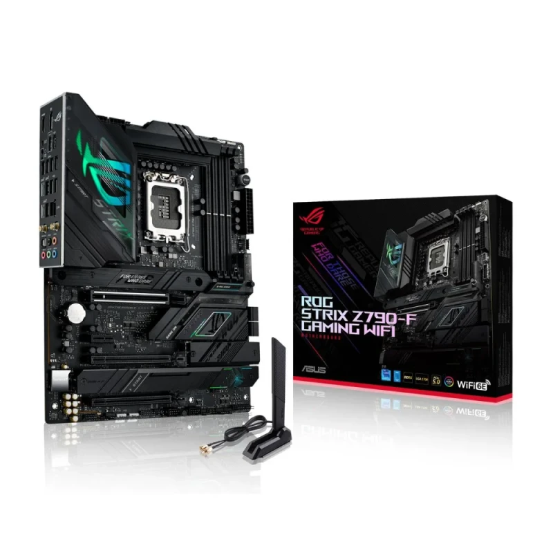 **ASUS ROG STRIX Z790-F GAMING WIFI ATX Motherboard – Intel Z790 LGA1700 for 14th/13th/12th Gen Core CPUs, DDR5 (Up to 7800+ MT/s), 4x DIMM Up to 192 GB, 4x M.2 & SATA, PCIe 5.0 x16, Intel 2.5 Gb LAN, Wi-Fi 6E, Bluetooth 5.2, SupremeFX ALC4080 Audio, USB 3.2 Gen2x2 Type-C, Aura Sync RGB & AI Cooling/Overclocking - Featured Image