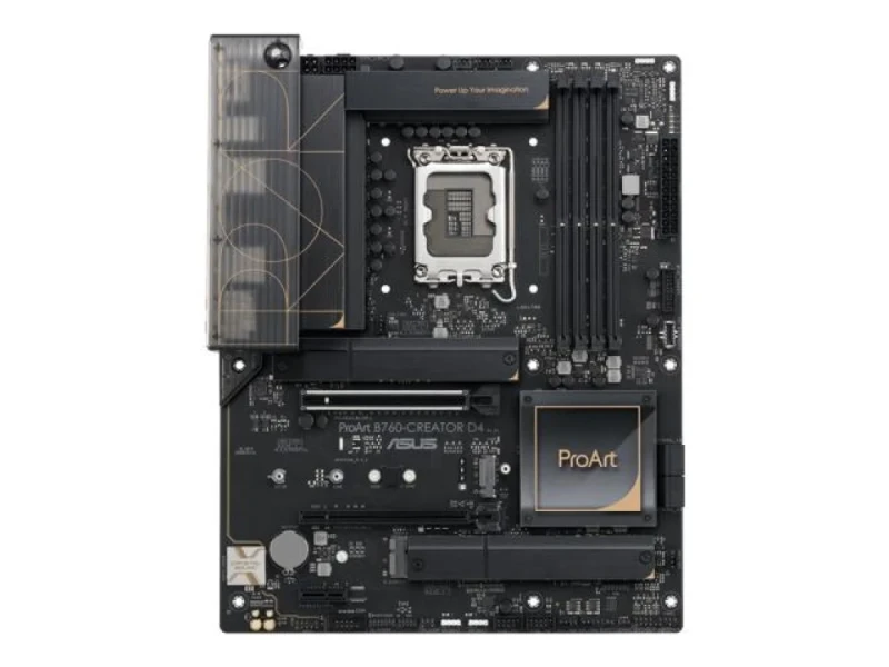 ASUS ProArt B760-CREATOR D4 ATX Motherboard – Intel B760 Chipset LGA1700 for 12th/13th & 14th Gen Core CPUs, DDR4 Dual-Channel up to 128 GB, PCIe 5.0 & PCIe 4.0 Slots, 3x M.2 & 4x SATA Storage, 2.5 Gb & 1 Gb LAN, USB 3.2 Gen2x2 Type-C & Multiple USB Ports, HDMI & DisplayPort, Creator-Focused Connectivity - Featured Image