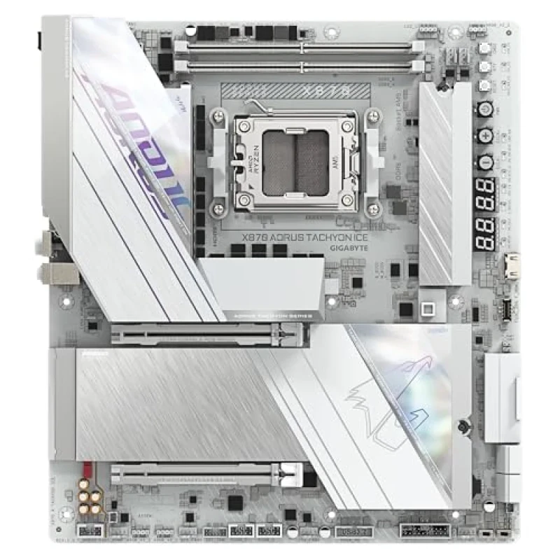 Gigabyte X870 AORUS TACHYON ICE AMD AM5 Extended ATX Motherboard – AMD X870 Chipset, Dual-Channel DDR5 up to 9600 MT/s, 18+2+2 Digital VRM, 3x M.2 (1x PCIe 5.0 + 2x PCIe 4.0), Wi-Fi 7 & Bluetooth 5.4, USB4 & 5 GbE LAN, Realtek ALC1220 Audio – High-Performance PC Build - Featured Image