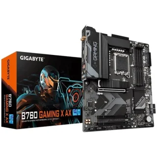 Gigabyte B760 GAMING X AX Intel B760 ATX Motherboard – LGA1700 Socket for 12th/13th/14th Gen Intel CPUs, Dual-Channel DDR5 Support (up to 7600 MT/s), 4x DIMM, 3x PCIe 4.0 M.2 Slots, Wi-Fi 6E & 2.5GbE LAN, HDMI & DisplayPort, USB 3.2 Gen2/Gen1 Ports – High-Performance Gaming & Productivity Board