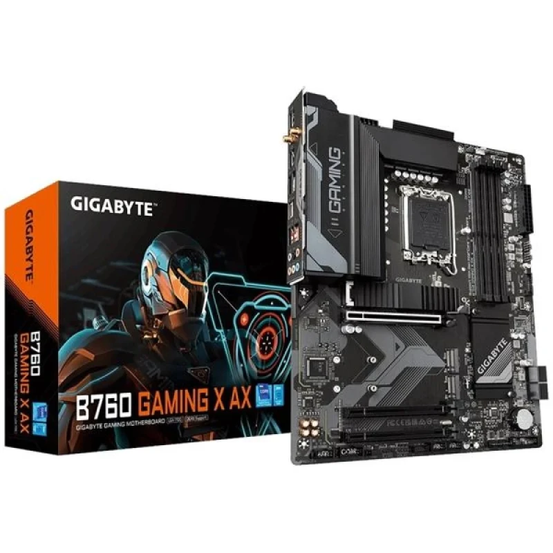 Gigabyte B760 GAMING X AX Intel B760 ATX Motherboard – LGA1700 Socket for 12th/13th/14th Gen Intel CPUs, Dual-Channel DDR5 Support (up to 7600 MT/s), 4x DIMM, 3x PCIe 4.0 M.2 Slots, Wi-Fi 6E & 2.5GbE LAN, HDMI & DisplayPort, USB 3.2 Gen2/Gen1 Ports – High-Performance Gaming & Productivity Board - Featured Image