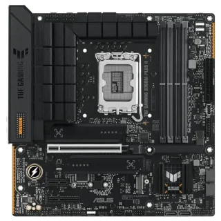 ASUS TUF GAMING B760M-PLUS II Intel B760 LGA1700 DDR5 microATX Motherboard – 3x M.2 & 4x SATA6Gb/s, PCIe 5.0 x16/4.0 x4/3.0 x1, 4x DIMM up to 192 GB DDR5, Realtek 2.5 Gb Ethernet, HDMI + DisplayPort, USB 20 Gbps Type-C & USB 10 Gbps, AI Noise Cancelation, ProCool & SafeSlot Core+