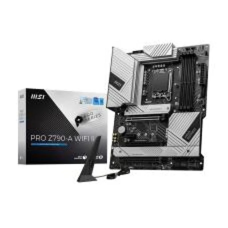 MSI PRO Z790-A WIFI II ATX Intel Z790 Motherboard – LGA1700 for 14th/13th/12th Gen Core CPUs, DDR5 7800+ OC (4 DIMM), PCIe 5.0 & PCIe 4.0, 4x M.2 Gen4 & 6x SATA, Intel Wi-Fi 6E & Bluetooth 5.3, 2.5 Gb LAN, USB 20Gbps Type-C, 7.1-Channel Audio - Featured Image