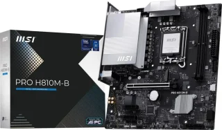 MSI PRO H810M-B Micro-ATX Intel H810 Motherboard – LGA1851 for Intel Core Ultra Series 2 CPUs, Dual-Channel DDR5-6400 (2 DIMMs), PCIe 5.0 x16 & PCIe 4.0 x1 Slots, 1x M.2 Gen4 & 4x SATA III, 2.5 Gb LAN, HDMI 2.1 & DisplayPort, Realtek ALC897 7.1-Channel Audio, USB Type-C & USB A Ports