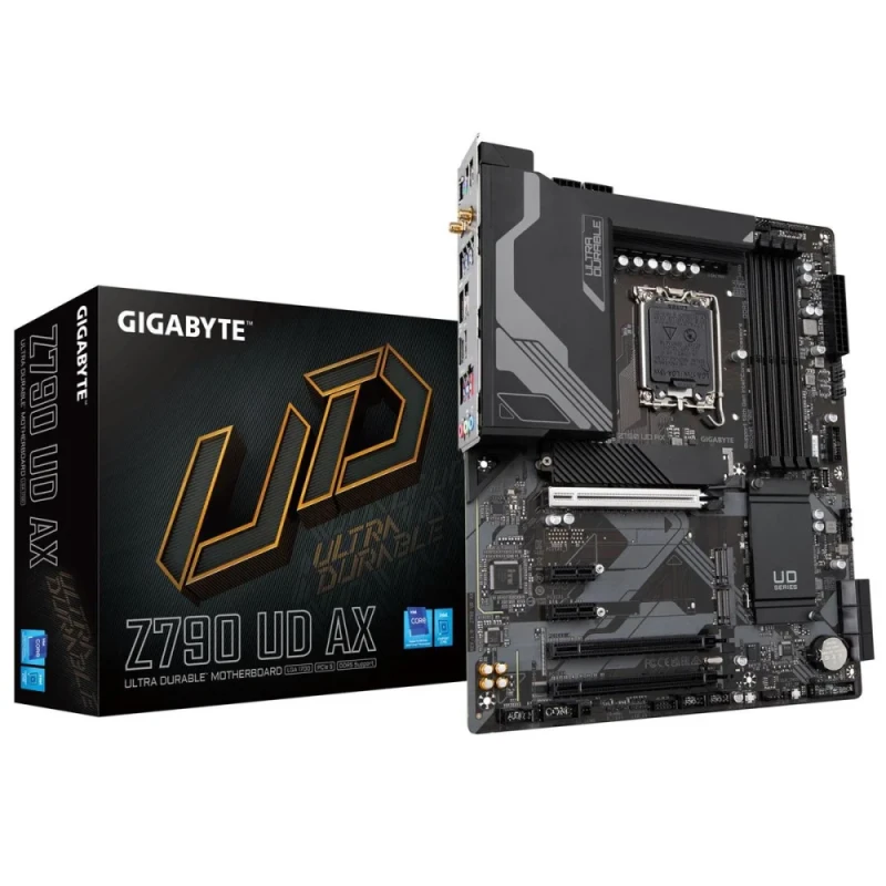 Gigabyte Z790 UD AX ATX Intel Z790 Motherboard – LGA1700 for 14th/13th/12th Gen Core CPUs, DDR5 Up to 7600 MHz OC, 4x DIMM, 3x M.2 & 6x SATA III, Wi-Fi 6E & Bluetooth 5.3, 2.5 GbE LAN, PCIe 5.0 x16, HDMI & DisplayPort, USB-C 20 Gbps & USB 3.2 Ports - Featured Image