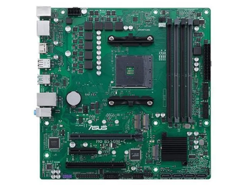 ASUS Pro B550M-C/CSM AMD B550 Micro-ATX Motherboard – Socket AM4 for Ryzen 3000/4000/5000 Series, 4x DDR4 DIMM (up to 128 GB), Dual M.2 PCIe, 4x SATA III, PCIe 4.0 x16, Realtek Gigabit LAN, HDMI 2.1 + DisplayPort, USB-C & USB-A, UEFI BIOS, Compact mATX Board - Featured Image