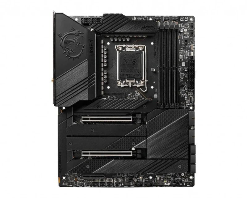 MSI MEG Z690 UNIFY Intel Z690 ATX Motherboard – LGA 1700 Socket for Intel 12th/13th/14th Gen Core, DDR5 Memory up to 6666+ MHz (OC), 5x M.2 PCIe Slots (Gen4/Gen3), PCIe 5.0 x16, Dual 2.5 Gb LAN, Wi-Fi 6E & Bluetooth 5.2, USB 3.2 Gen2x2 20 Gbps Type-C, Realtek ALC4080 7.1 Audio & Mystic Light RGB – High-End Blackout Gaming & Creator Board - Featured Image
