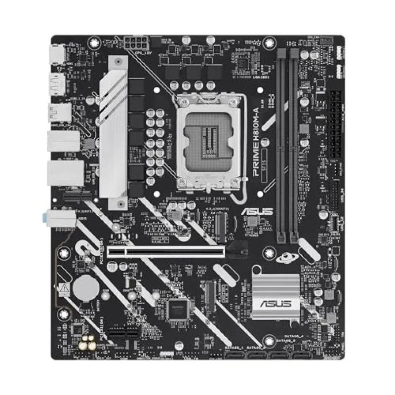 ASUS PRIME H810M-A-CSM Micro-ATX Motherboard – Intel H810 Chipset for LGA 1851 Socket Supporting Intel Core Ultra (Series 2), Dual-Channel DDR5 up to 128 GB, 2x M.2 PCIe 4.0 & 4x SATA 6 Gb/s, Gigabit LAN, HDMI 2.1 & DisplayPort 1.4, USB 3.2 Gen2/Gen1, Realtek 7.1 Audio – Compact Business/Pro Board - Featured Image