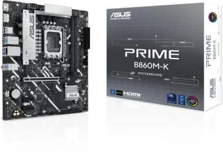 ASUS PRIME B860M-K Micro-ATX Motherboard – Intel B860 LGA 1851 Socket for Intel Core Ultra Series 2 CPUs, Dual-Channel DDR5 up to 8800+ MT/s, 2x M.2 & 4x SATA 6 Gb/s Storage, PCIe 4.0 x16 & 2x PCIe 4.0 x1, 2.5 Gb Ethernet, HDMI & DisplayPort, USB 3.2/USB-C Headers, Realtek 7.1 Audio & Aura Sync