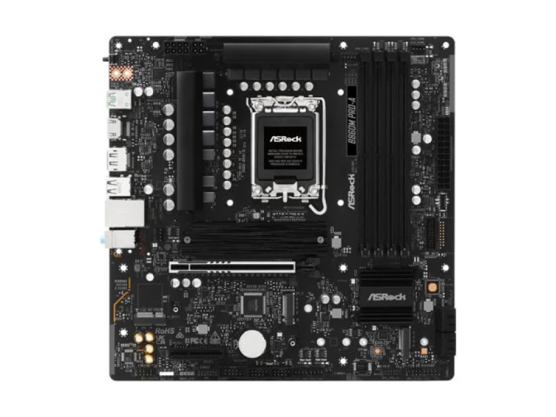 ASRock B860M Pro-A Micro-ATX LGA1851 DDR5 Motherboard – Intel B860 Chipset, 4x DDR5 Slots up to 256 GB, PCIe 5.0 x16 & PCIe 4.0 x4, 3x M.2/SATA Storage, 2.5 Gb LAN, HDMI & DisplayPort, USB-C 3.2 Gen2x2, Realtek ALC897 7.1 Audio – PC Desktop Board - Featured Image