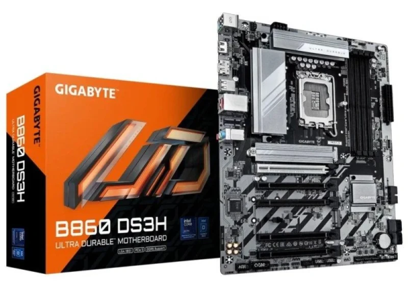 Gigabyte B860 DS3H ATX Motherboard – Intel B860 LGA1851 Socket, Supports Intel Core Ultra CPUs, 4x DDR5 DIMM up to 9066 MT/s, PCIe 5.0 & PCIe 4.0, 2x M.2 & 4x SATA, 2.5 Gb Ethernet, USB 3.2 Gen2x2 Type-C, HDMI & DisplayPort, Realtek ALC897 7.1 Audio – Desktop PC Board - Featured Image