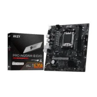 MSI PRO A620AM-B EVO AMD AM5 DDR5 mATX Motherboard – AMD A620A Chipset, Dual DDR5 6800+ (OC) Support, PCIe 4.0 x16, Realtek 2.5G LAN, HDMI 2.1 & VGA, M.2 + SATA Storage, 7.1 HD Audio, Micro-ATX PCB