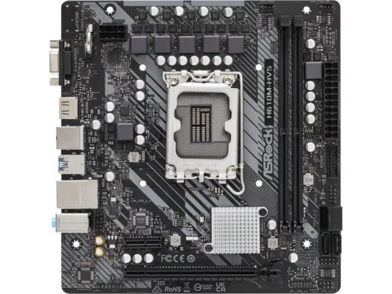 ASRock H610M-HVS/M.2 R2.0 Intel H610 Micro-ATX Motherboard – LGA1700 for 12th/13th/14th Gen Intel Core, Dual DDR4-3200 DIMM, PCIe 4.0 x16 & PCIe 3.0 x1, HDMI & VGA Outputs, Realtek RTL8111H Gigabit LAN, Realtek 7.1 HD Audio, 4x SATA3 & M.2 Storage Support - Featured Image